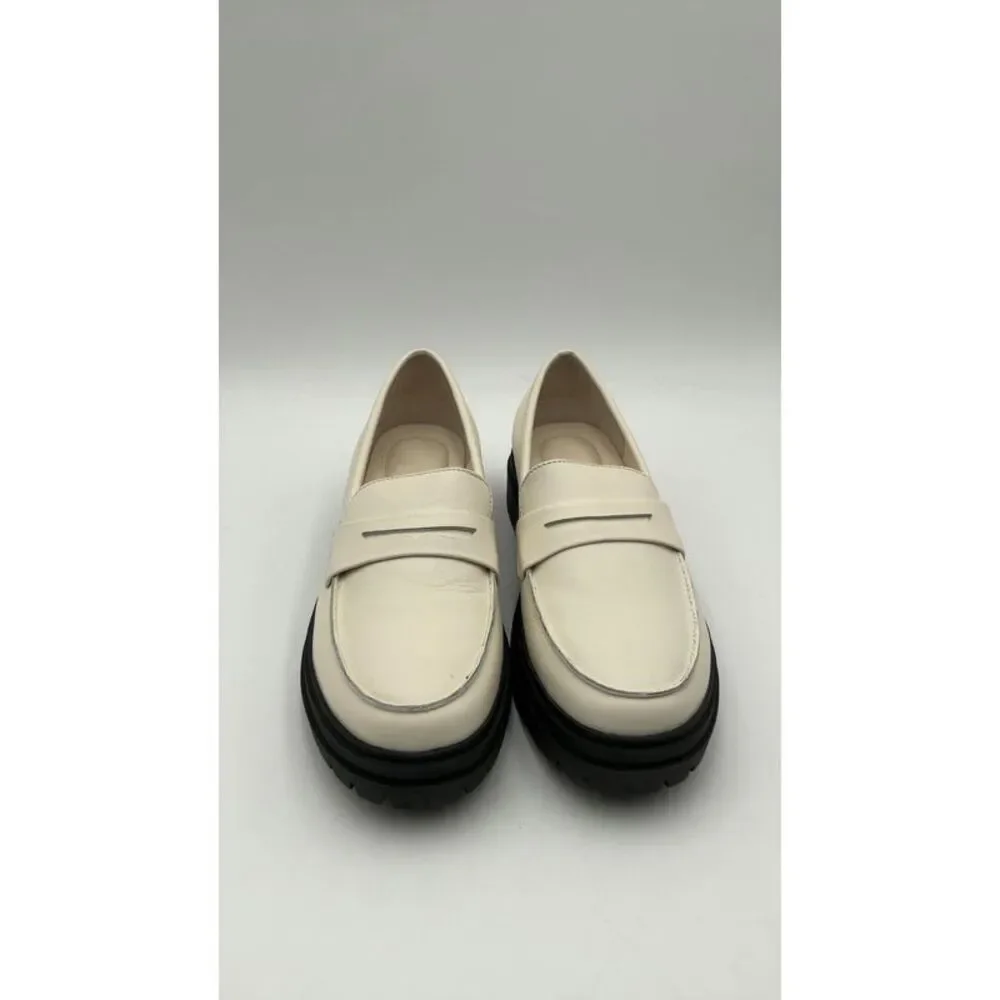 Quince Cream Platform Penny Loafers with Black Sole - Picture 3 of 3